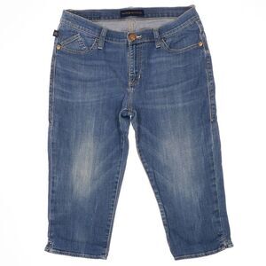 Rock & Republic Jeans 12/14 Roskilde Capri Embellished Blue Measures 33 x 18